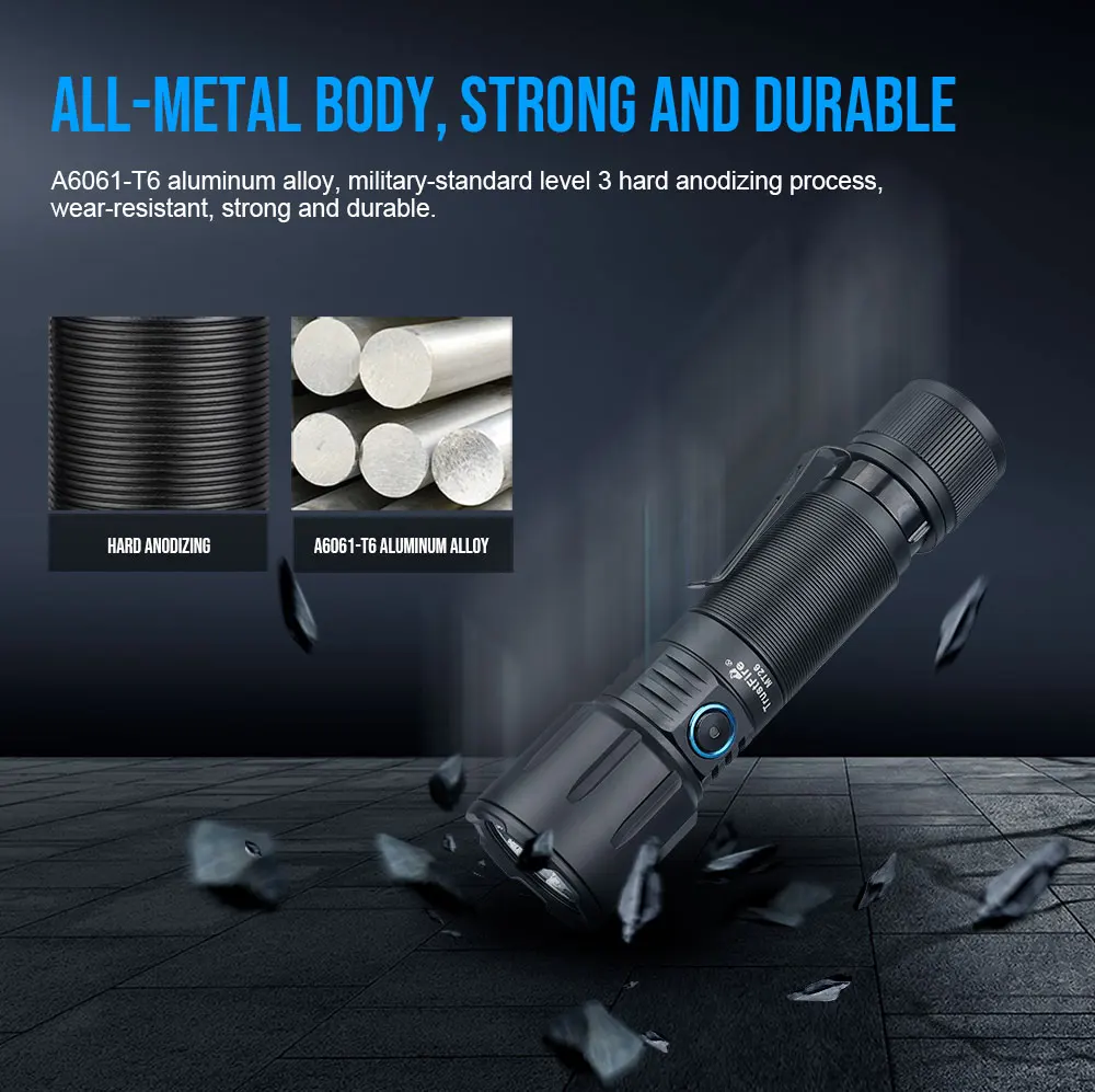 Linternas LED EDC recargables Trustfire MT26, 3300 lúmenes, 21700, potente linterna tipo USB C, carga, descarga, función de banco de energía - imagen 4