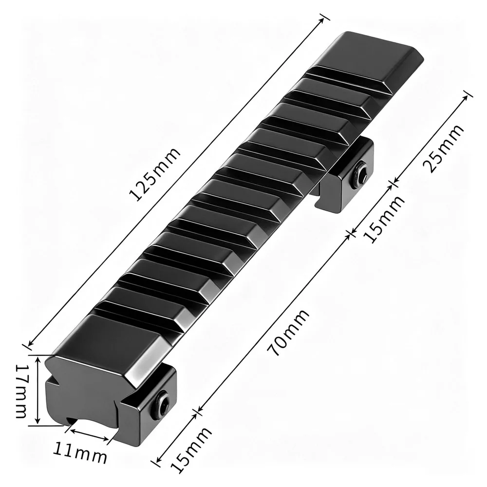 Adaptador de montaje elevador de riel Picatinny de cola de milano de 11mm a 20mm para pistola de aire, alcance de Rifle, montaje de mira de punto rojo, adaptador de riel de 10 ranuras - imagen 3