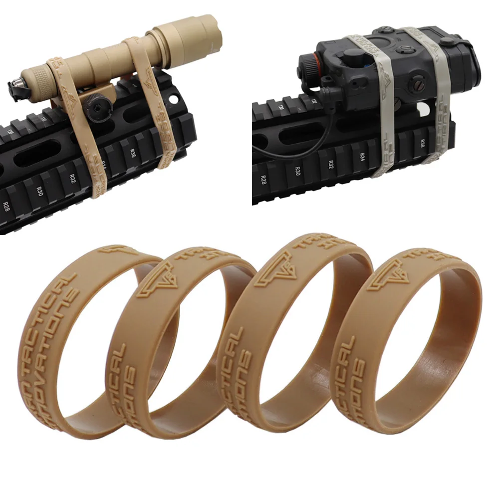 Anillo de goma táctico Airsoft, banda de goma de encuadernación multifuncional, accesorios fijos para linterna láser A2 PEQ15 NGAL, 4 Uds.
