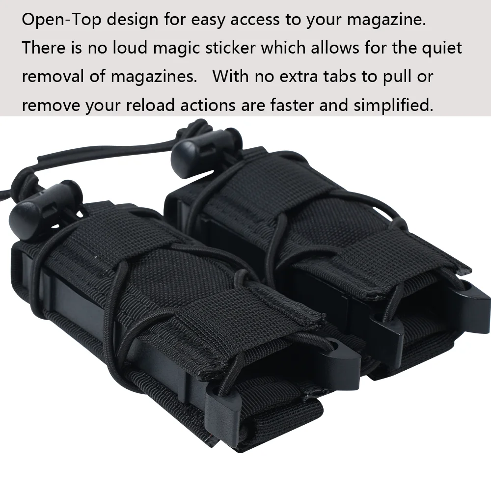 Bolsa de cargador doble de 9mm, bolsa de nailon MOLLE 500D, soporte para linterna, cuchillo de caza, funda para tiro, accesorios para Airsoft - imagen 4