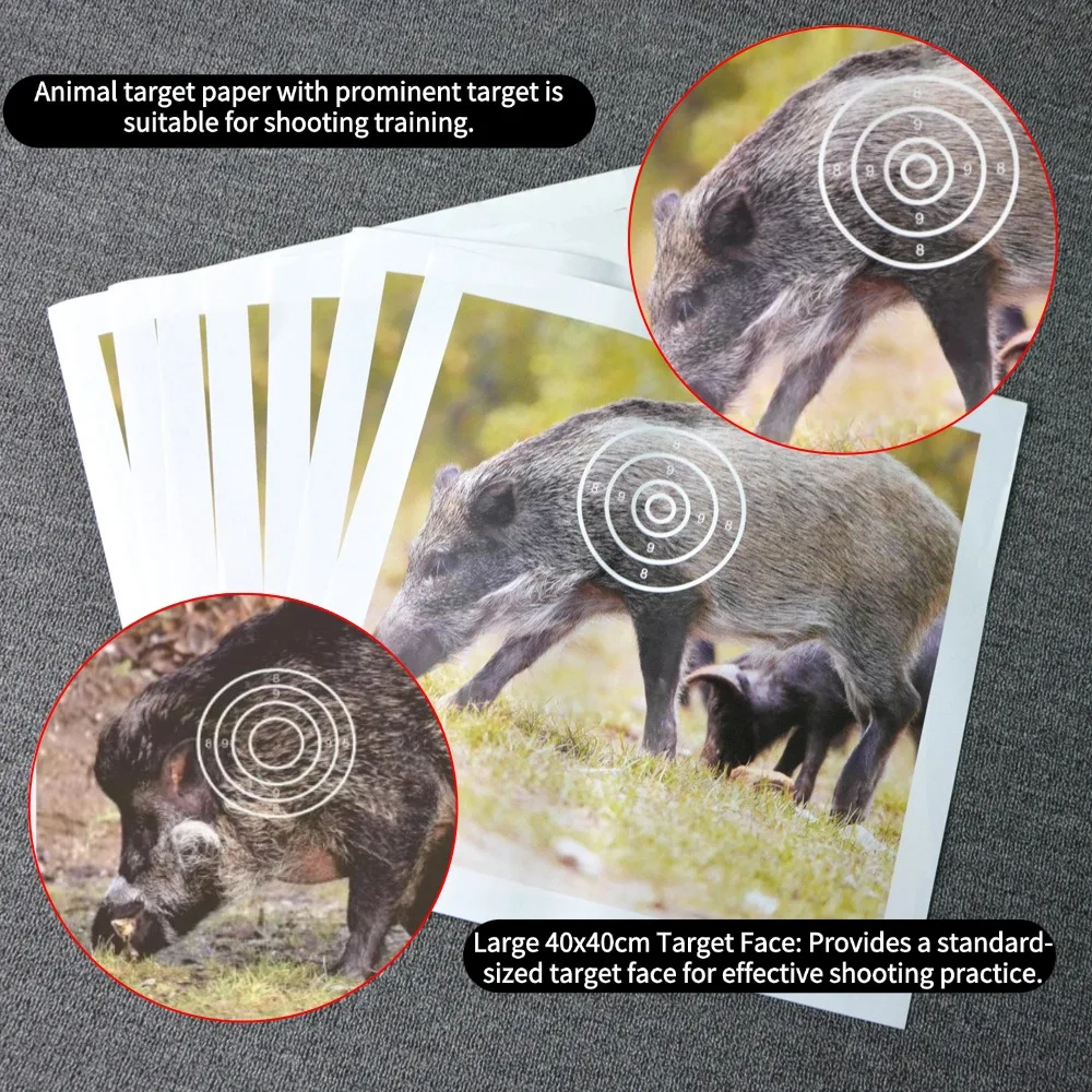 20/30 Uds. Papel de destino de animales de tiro con arco 40x40cm flecha de tiro objetivo arco de papel práctica de caza jabalí cara de destino engrosada - imagen 3
