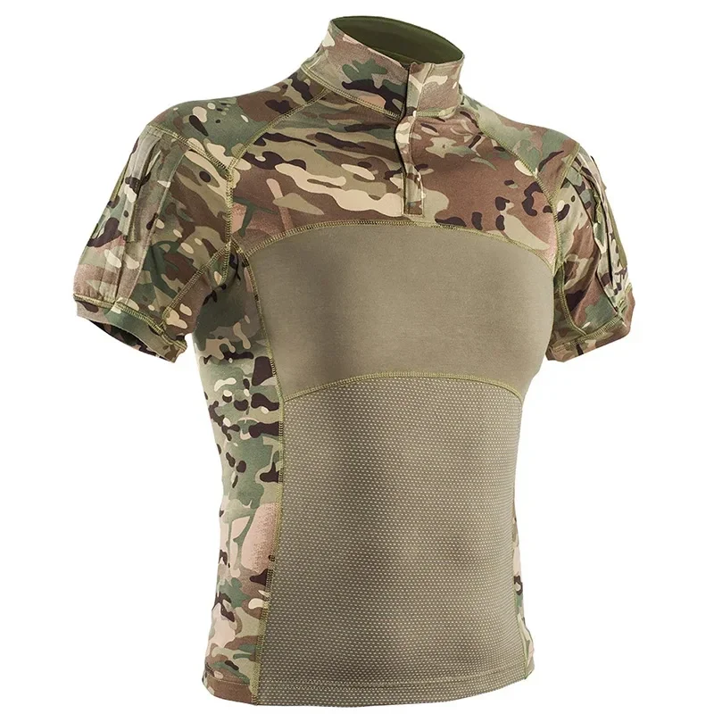 Camiseta táctica para hombre, camisa deportiva de camuflaje para exteriores, Tops de manga corta Multicam, ropa de escalada y senderismo - imagen 4