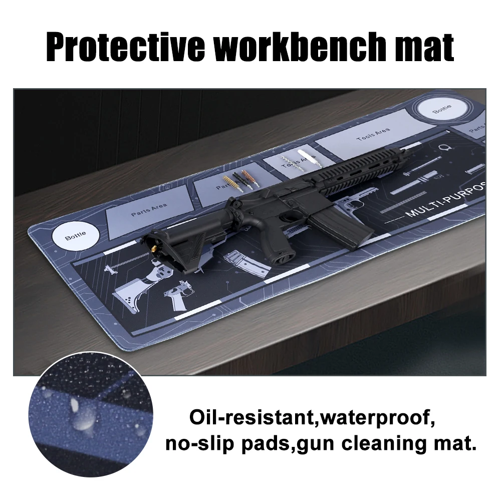 Estera de limpieza de pistola táctica, estera de reparación de limpieza de pistola de Rifle, banco de trabajo protector de arma, almohadilla antideslizante, estera de limpieza de escopeta de caza - imagen 2