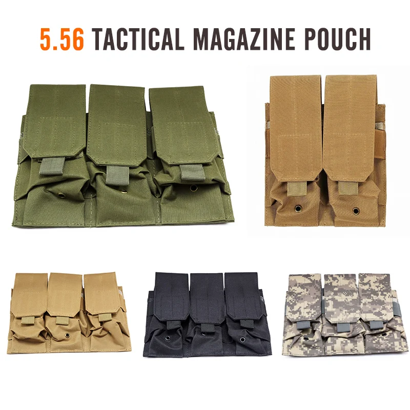Bolsas tácticas de utilidad para revistas MOLLE, bolsa Mag de disparo Triple y doble, juego de guerra, Paintball, bolsa Mag 5,56/7,62 para M4 AR15 Ak47 - imagen 3