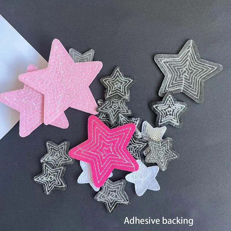 5 uds/lindo apliques de tela de lentejuelas rayas térmicas, pegatinas para ropa bordado de estrella de cinco puntas parches para planchar para ropa, Jean - imagen 4
