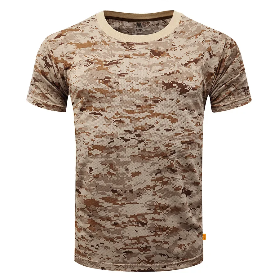 Camiseta táctica de camuflaje para hombre, ropa informal a la moda con cuello redondo, camisetas de manga corta de verano para deportes al aire libre de gran tamaño - imagen 5