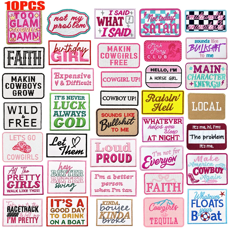 10 Uds. Parches bordados con logotipo de letra de dibujos animados cuadrados, chaquetas, mochilas, sombreros, parche para coser, parches para planchar DIY para ropa