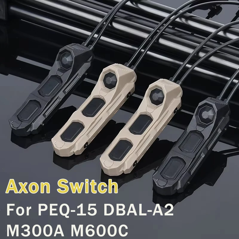 Interruptor de presión Airsoft Axon, botón de doble función, cola remota para PEQ-15 DBAL-A2 M300 M600, linterna, interruptor de luz para arma Mlok