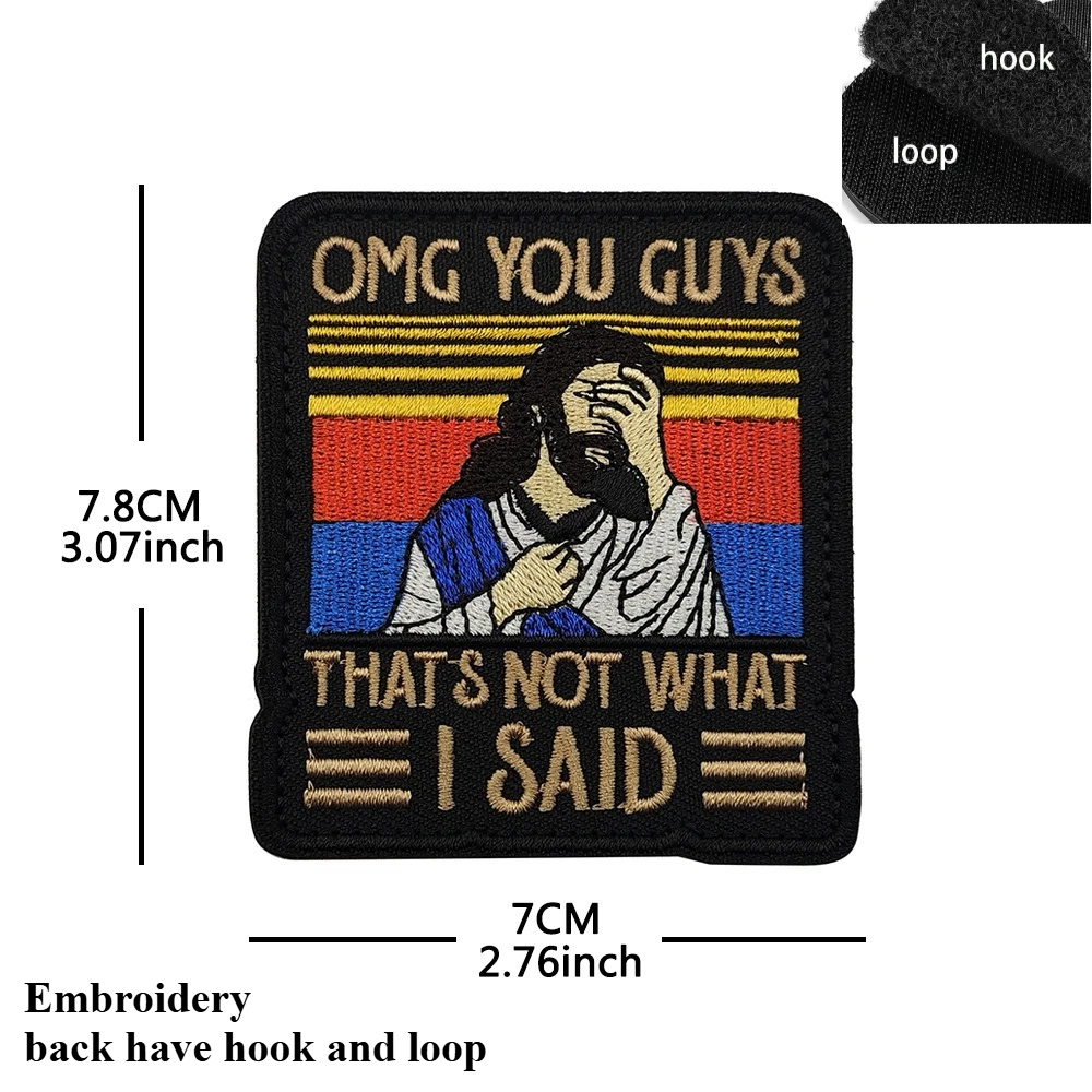 Parches bordados con refranes divertidos de Jesús para ropa, apliques de letras DIY, parches para ropa, gancho y bucle para pegatinas de ropa