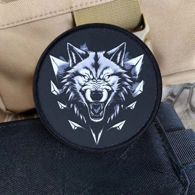 Parche de insignia de moral táctica de lobo, brazalete militar, parches de gancho y bucle para ropa, pegatinas para mochila