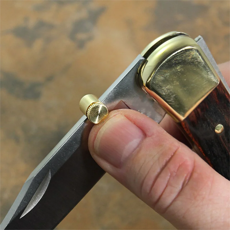 2 juegos/lote de cuchillos de latón Kwik, tornillo de botón pulsador con llave para cuchillos Buck 110, piezas de accesorios de fabricación DIY - imagen 3