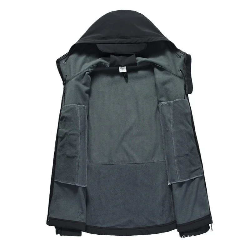 Chaquetas de invierno para hombre, chaquetas tácticas de lana suave, cortavientos para acampar, senderismo, abrigos de caza, pesca, escalada, Abrigo con capucha - imagen 4