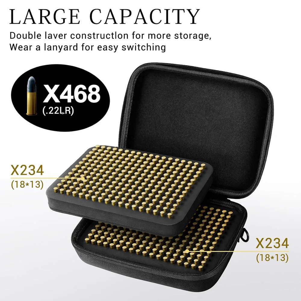 Caja de almacenamiento de municiones de 468 balas.22LR.22LR/.22 Estuche para municiones corto/.22 largo Bolsa para balas portátil 9 mm.223 5.56 Estuche para balas de municiones - imagen 3