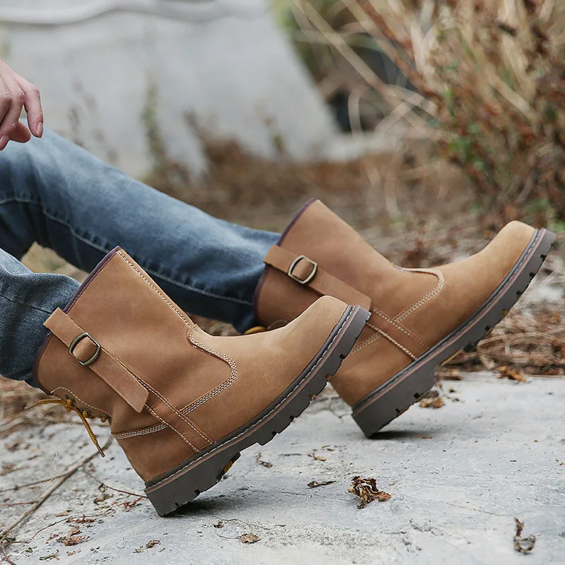 KOWM-zapatos de senderismo impermeables para hombre y mujer, botas de caza al aire libre, zapatos tácticos de desierto, zapatillas tobilleras de cuero, botas de trekking - imagen 4