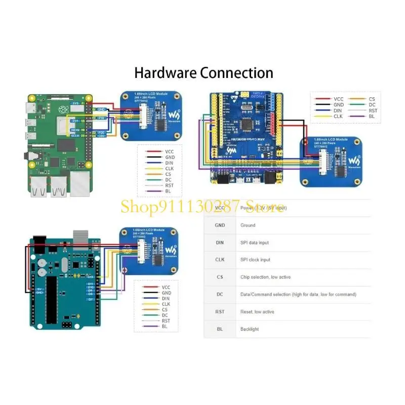 J1HC 1.69 pulgadas Módulo visualización LCD 240x280 Resolución con pantalla LCD interfaz IPS - imagen 3