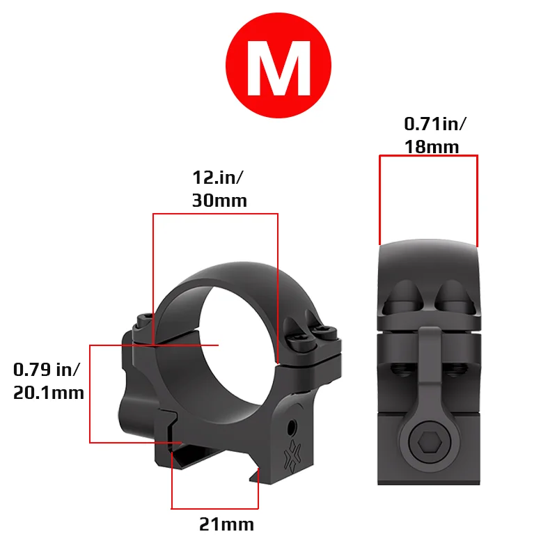 Óptica vectorial, anillos de liberación rápida Weaver de acero de 30Mm, perfil bajo de 0,8 pulgadas, aptos para rieles Picatinny y Weaver de 21Mm - imagen 4