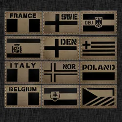 Alemania, Francia, Noruega, Grecia, Polonia, España, Italia, Suecia, Dinamarca, Caqui IR pegatina mágica reflectante bandera insignia parche militar