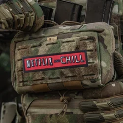 Parche de impresión de Netflix y Chill, parches de gancho y bucle para chaleco táctico para ropa, insignia de moral, mochila, pegatinas decorativas, brazalete