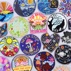 Parches bordados de setas para exteriores, parche termo para planetas, parches térmicos de lobo salvaje para ropa, insignias artísticas de Van Gogh, pegatinas