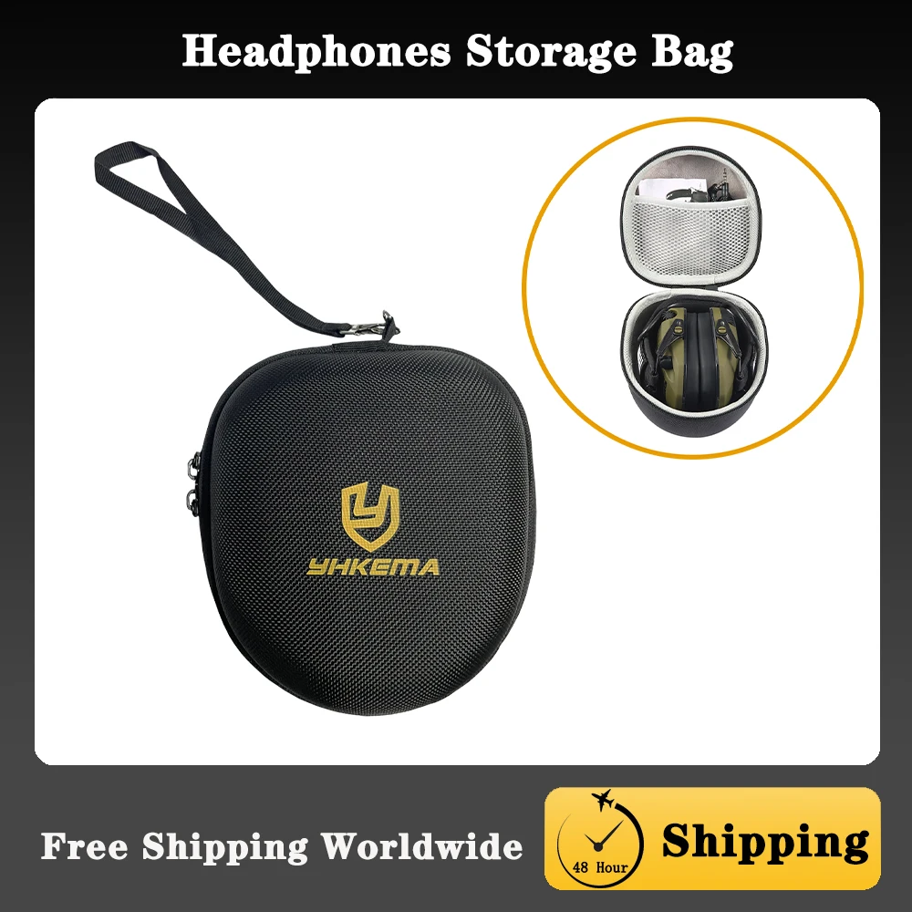 Bolsa de almacenamiento para auriculares, ligera y portátil, para auriculares plegables sobre la oreja, caza, tiro, orejeras, bolsa de cubierta de protección y almacenamiento