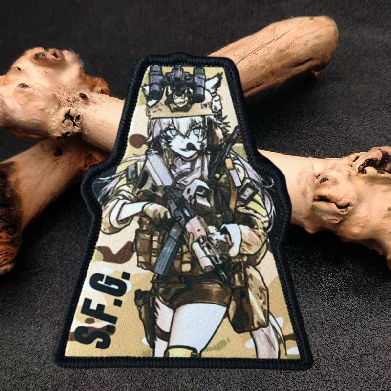 Parche estampado de Anime Gun Girl, chaleco, parches tácticos de gancho y bucle para ropa, insignia de moral, mochila, pegatinas decorativas, brazalete - imagen 2