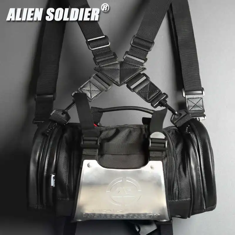 Mochila multifuncional, bolso cruzado, riñonera táctica de aluminio para motocicleta, bolso para exteriores, camuflaje negro/ruin ATFG 1000D - imagen 5