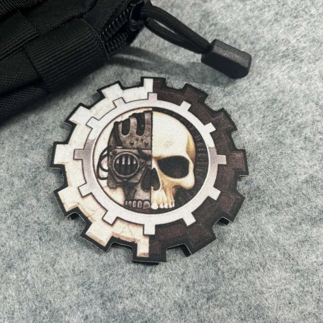 Parche impreso de calavera mecánica, insignia de moral táctica de calavera de visión nocturna, parches de gancho y bucle, brazalete militar, pegatinas para mochila - imagen 2