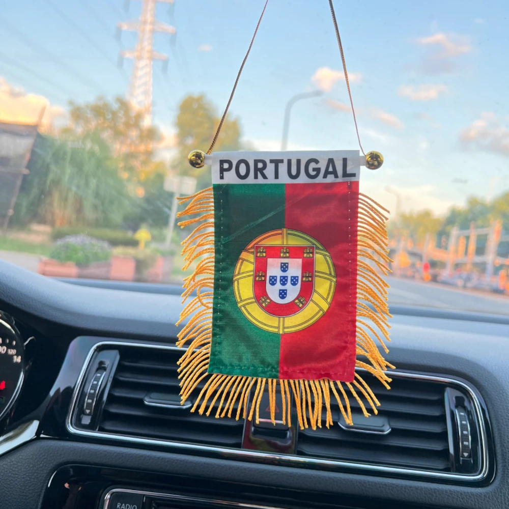 Banderín colgante portugal para decoración de ventana de coche, banderas, Mini banderín portugal, 10x14cm
