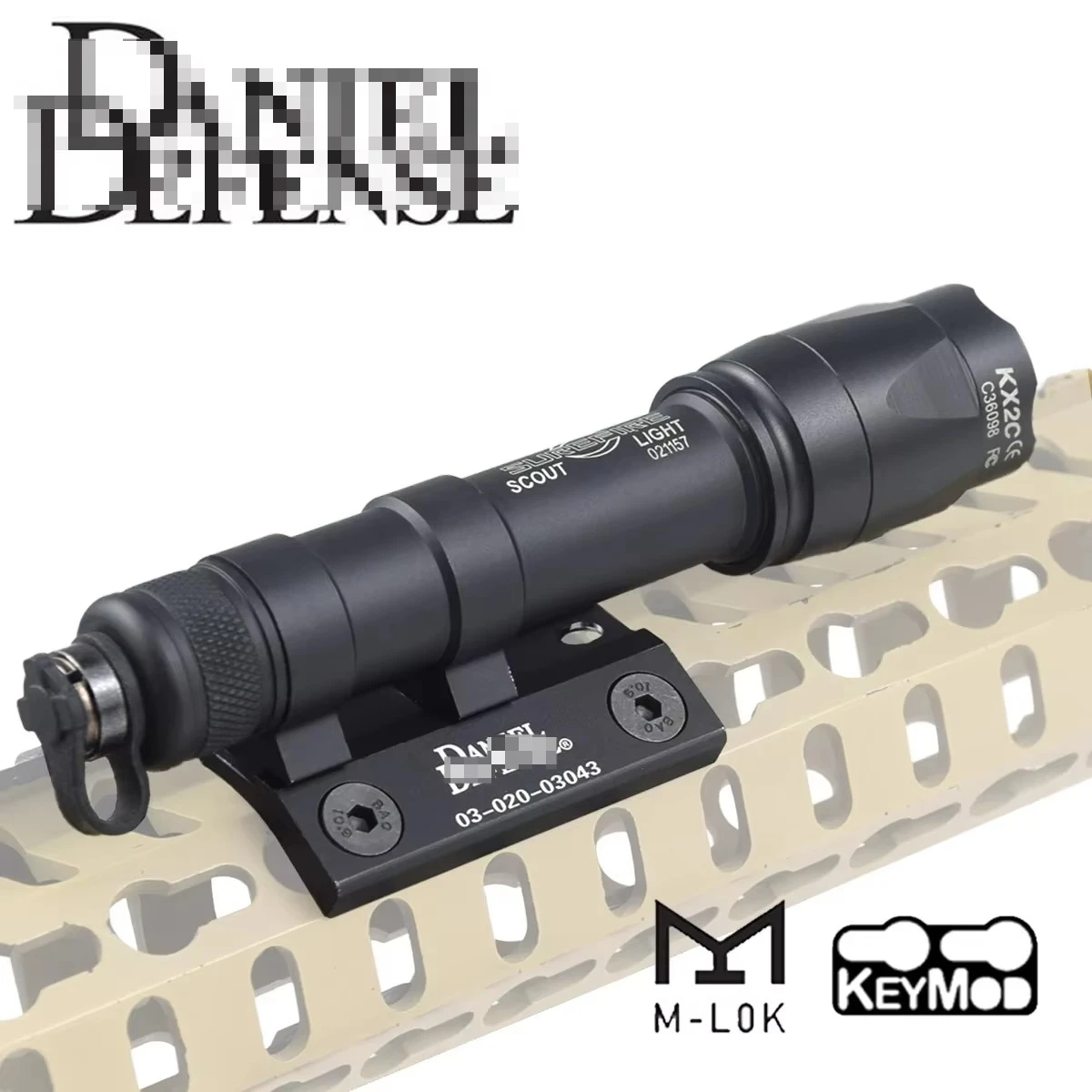 DANIEL DEFENSE Luz de explorador montaje lateral M-LOK carril DD CNC Keymod para SureFire SF M300 M600 soportes de Base de linterna táctica - imagen 4