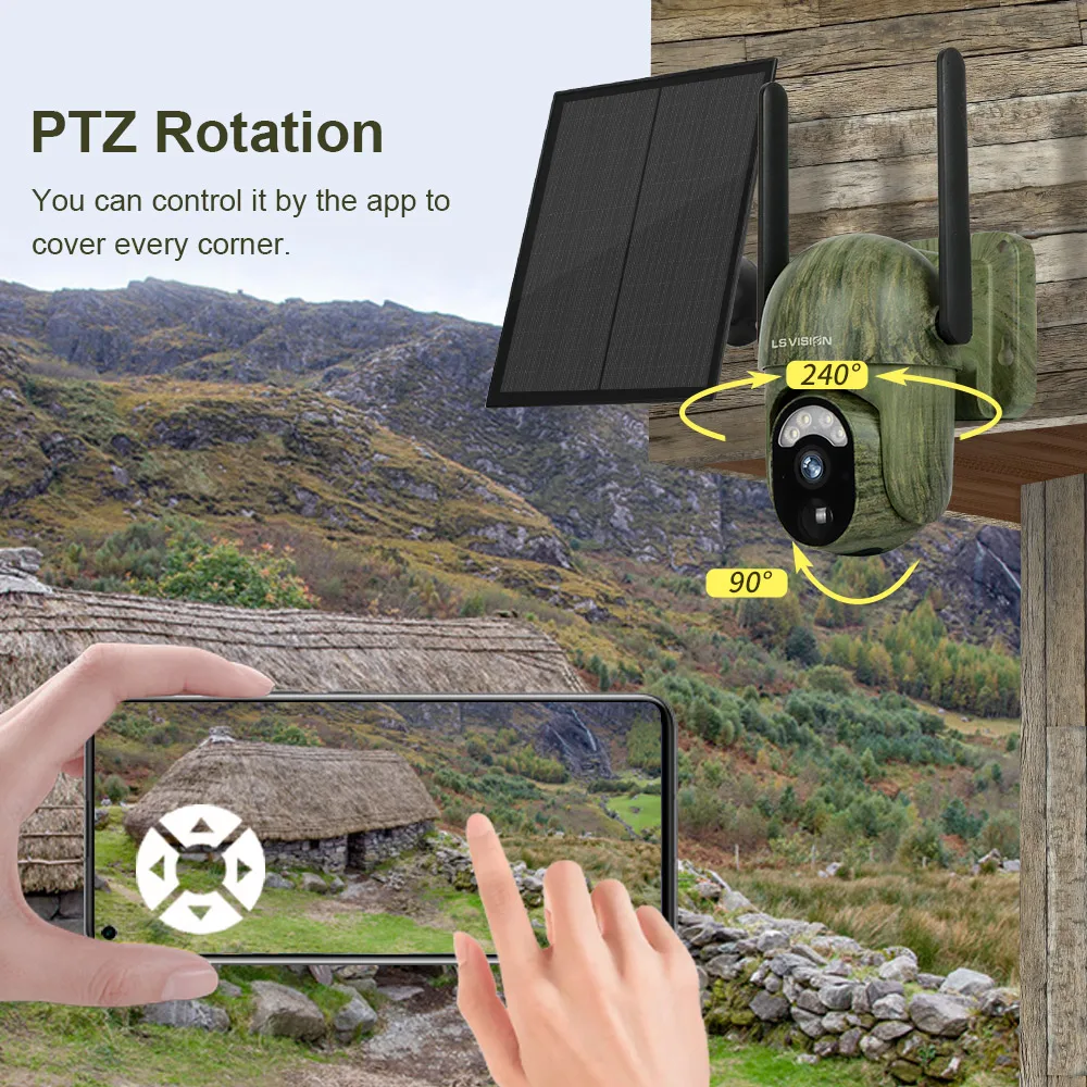 Cámara Solar Wifi/4G 2K, red SIM inalámbrica para exteriores, noche a todo Color, detección de seguridad humana/animal, cámara de vigilancia de vida silvestre - imagen 4