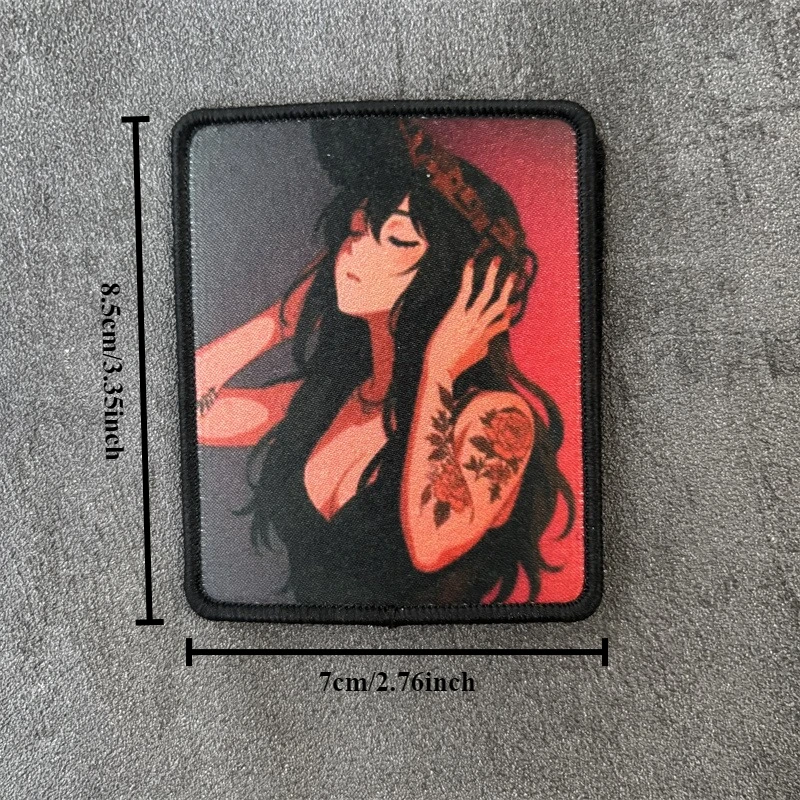 Parche para brazalete con estampado de Chica de Anime para ropa, parche con gancho, insignia de moral táctica, mochila - imagen 3
