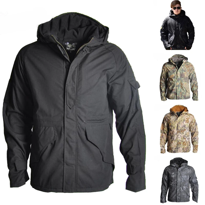 Chaqueta de camuflaje del ejército para hombre, abrigo, chaqueta táctica para exteriores, chaquetas impermeables con capucha para invierno, cortavientos, ropa de caza