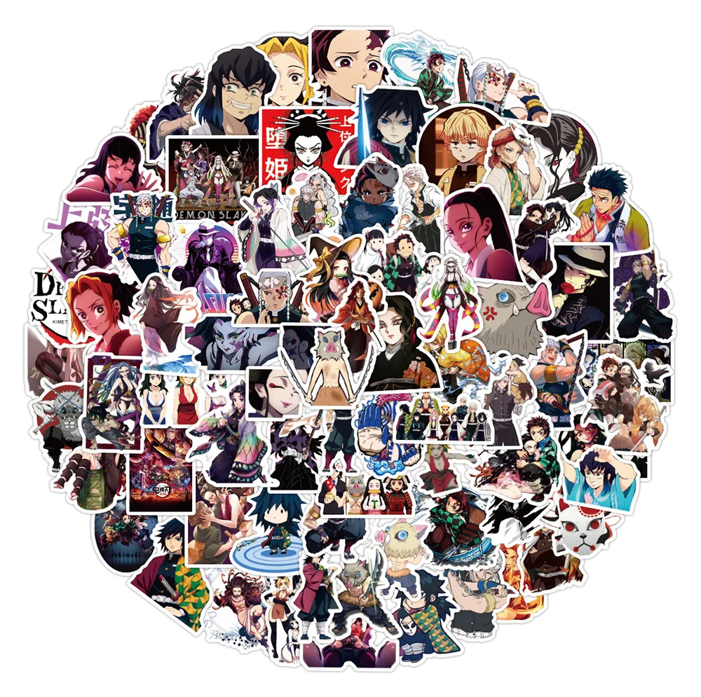 Pegatinas de Demon Slayer para ordenador portátil, 50/100 piezas, para equipaje de monopatín, Anime Kimetsu no Yaiba: yuukaku-hen, pegatina de vinilo de Graffiti - imagen 4