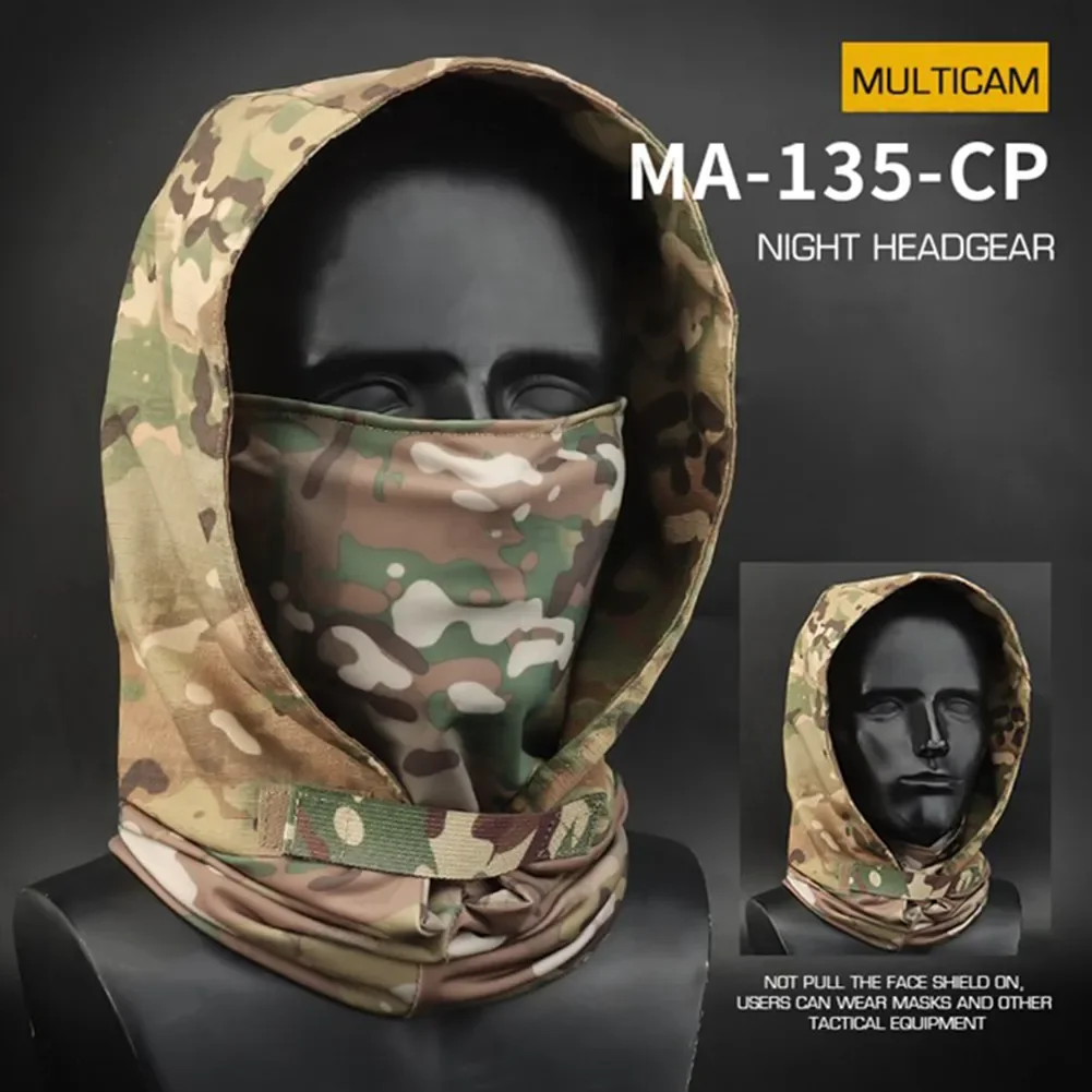 Casco táctico de cara completa para noche, protección UV, máscara de caza transpirable, pasamontañas de combate, capucha para la cabeza para caza Airsoft, juego CS - imagen 2