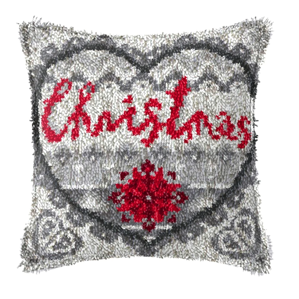 Kit de gancho de pestillo navideño, alfombras, almohada, Kit de gancho de pestillo de Satán Smyrna, Kit de bordado feliz, almohada de punto de cruz, paquete de botones, cojín - imagen 5