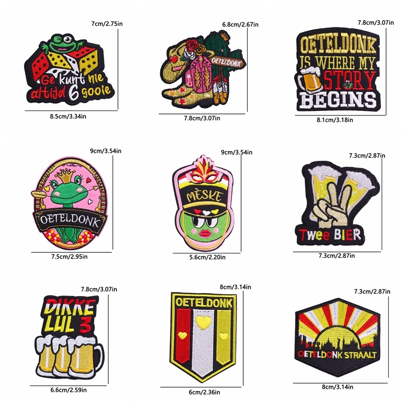 5 uds. Parche completo bordado de carnaval con emblema de Oeteldonk de Países Bajos, parches para planchar para ropa, parches para planchar para ropa DIY - imagen 3
