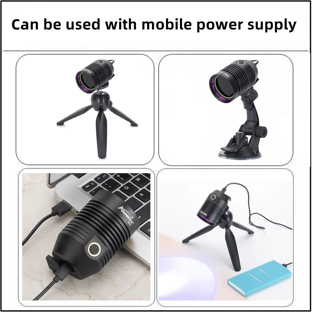 20W alto brillo 365nm UV LED luz negra de alta potencia DC 5V 2A luz ultravioleta alimentada por USB PCB resina curado lámpara de reparación de porcelana - imagen 4