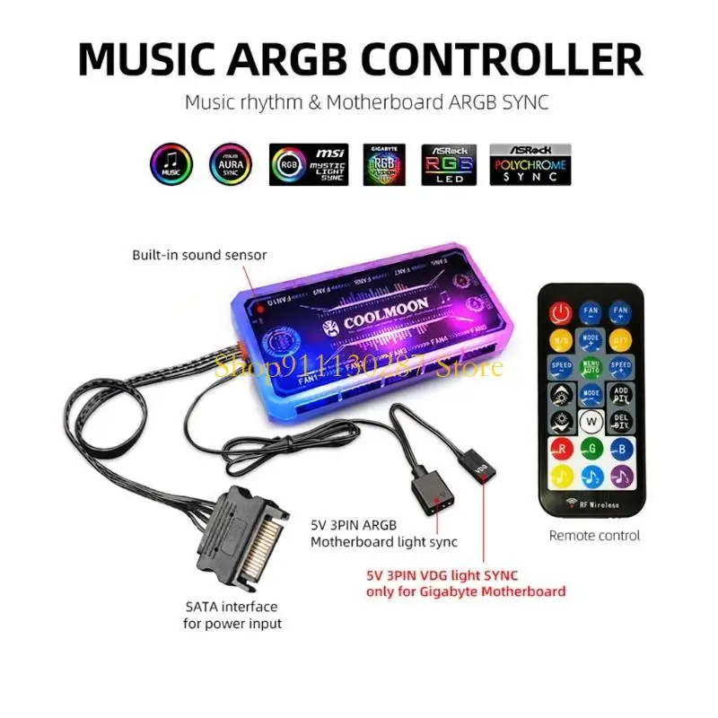 J1HC 120 mm para ventilador caja, RGB para ventiladores caja, 5 V-6 pines RGB para ventilador caja Coolmoon con C - imagen 2