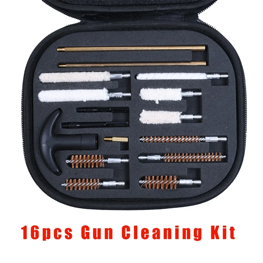 Kit de limpieza de barril de pistola táctica, 16 Uds., para Rifle, pistola, cepillo, herramienta de limpieza para herramienta de caza calibre.22/.38/9mm/.40/.45 - imagen 4