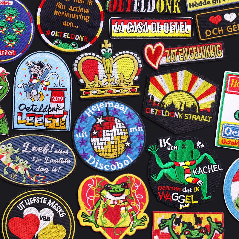 Parche bordado con emblema de Oeteldonk para ropa, parches bordados de Carnaval de Países Bajos DIY, parches para planchar para ropa, insignias para coser