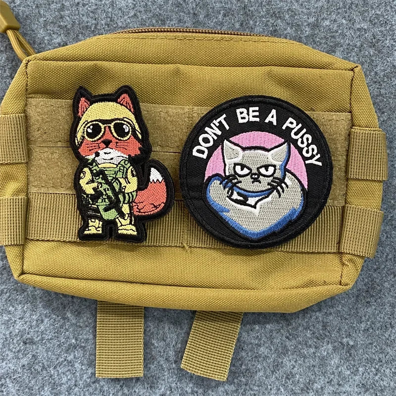 Dont Be A Pussy parche de gatito fuerte, Animal Guerrero bordado, insignia de moral táctica, gancho y bucle, brazalete, parches de mochila - imagen 2