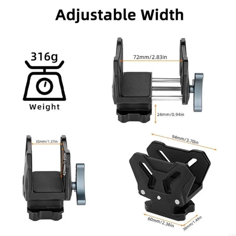 Montaje trípode abrazadera aleación aluminio liviano para compatibilidad con múltiples dispositivos y fotografía