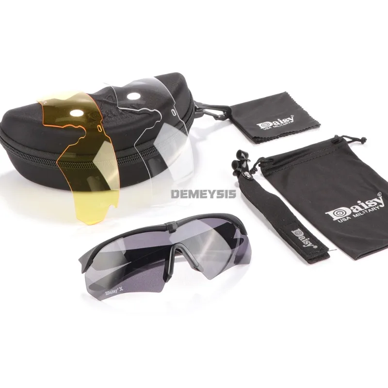 Juego de 3 lentes, gafas de tiro tácticas a prueba de viento y polvo, gafas protectoras de seguridad Milit Airsoft, gafas de sol deportivas para caza y senderismo - imagen 3