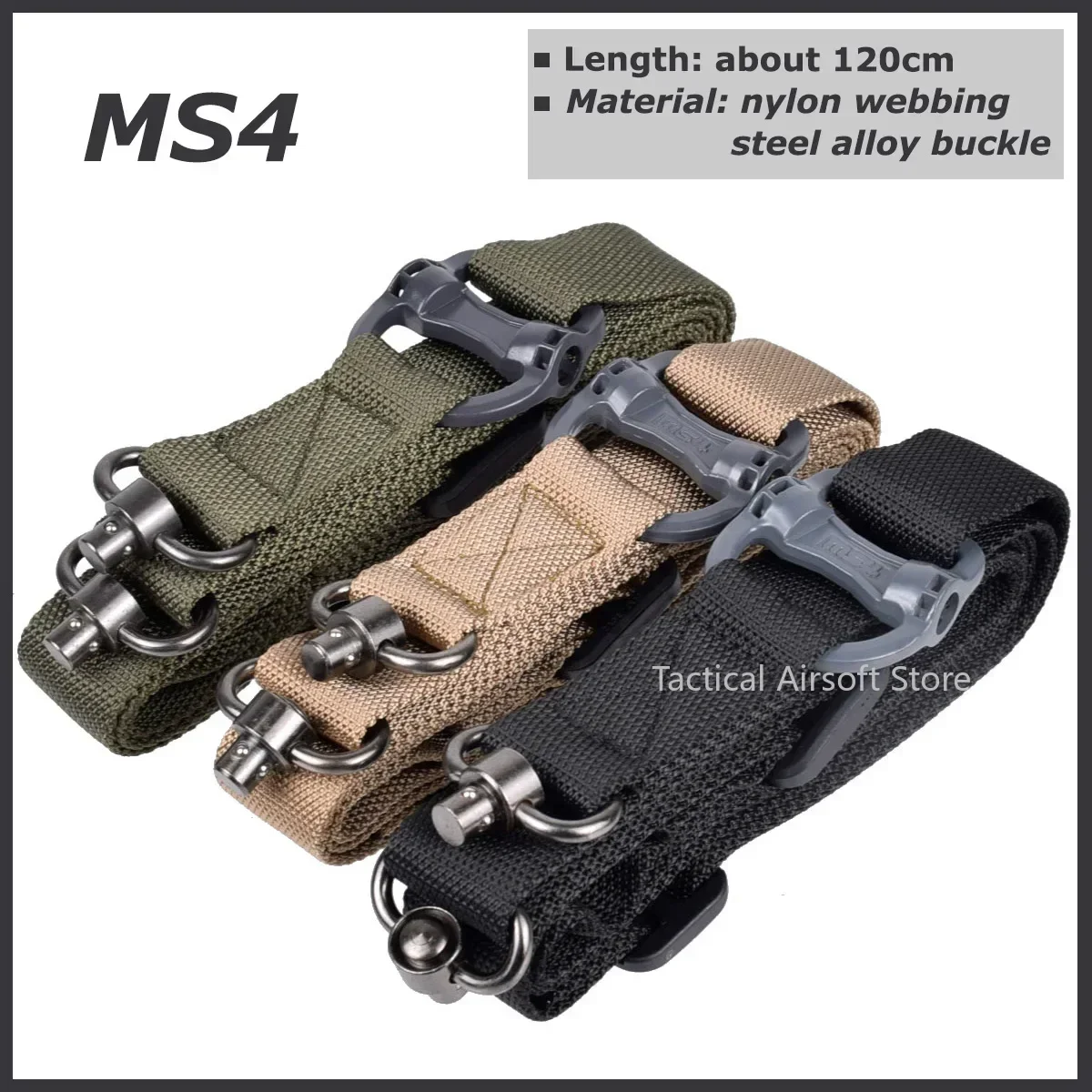 MS4 Sling MS2 MS3 Rifle Gun Hunting Nylon Correa ajustable de 2 puntos Correa de cinturón militar de montaje QD de separación rápida - imagen 3
