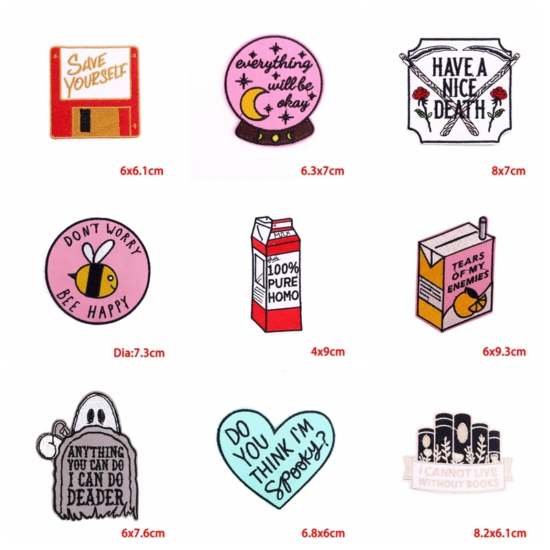 Prajna-parches termoadhesivos para planchar en la ropa, pegatinas de flores con letras de dibujos animados, 10 piezas - imagen 2