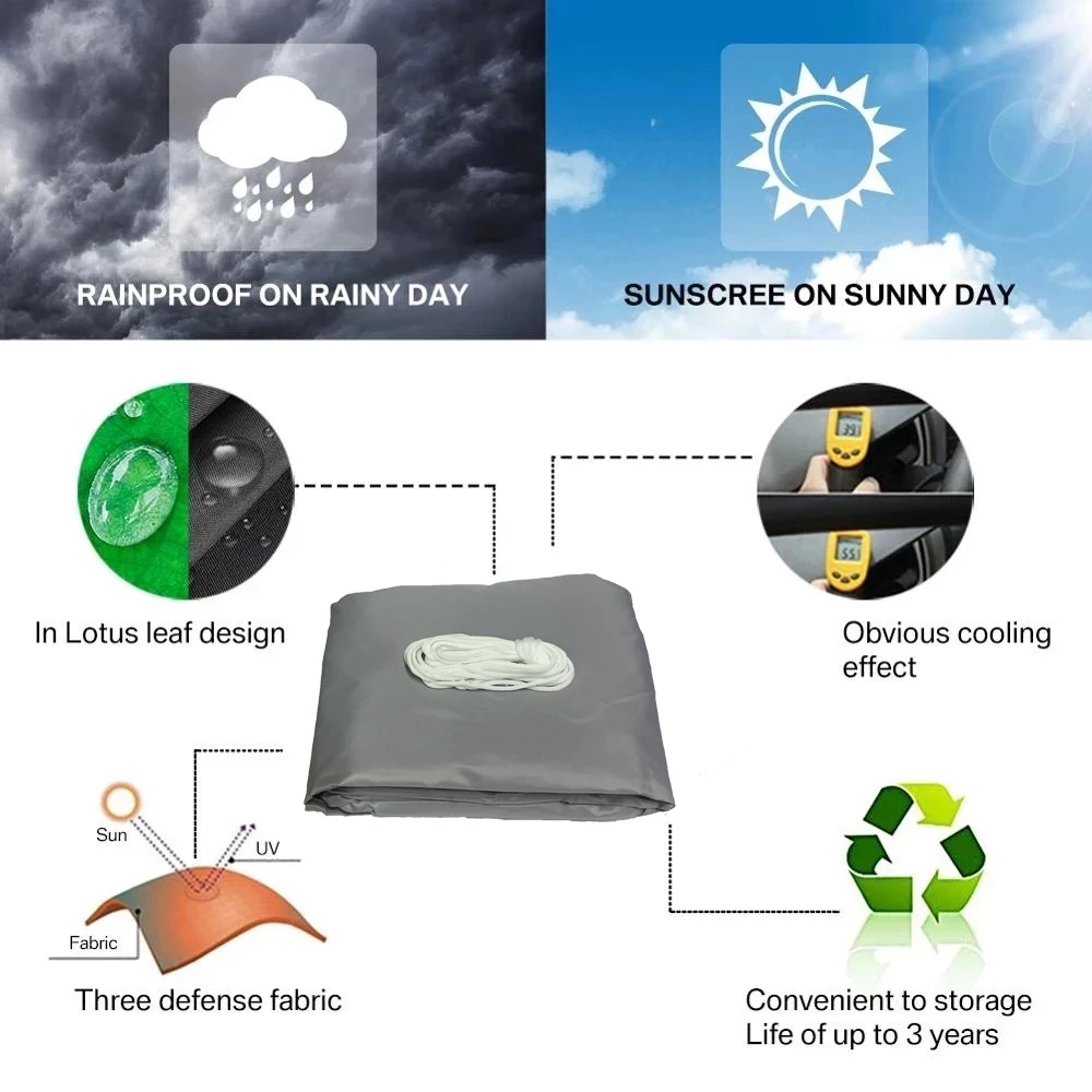 Vela de sombra rectangular cuadrada gris impermeable 300D, toldo para jardín al aire libre, piscina, camping, senderismo, refugio solar - imagen 3