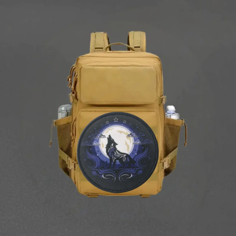 Parche con estampado de lobo y Luna rugiente, chaleco táctico, insignia de moral con gancho y bucle, pegatinas decorativas para mochila, parches para brazalete para ropa