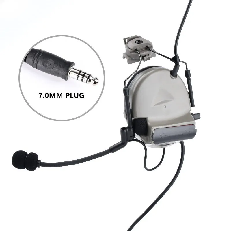 WADSN, auriculares tácticos de acción II, auriculares de caza, U94, PTT, Kenwood, con adaptador de riel para casco, auriculares de orejeras suaves - imagen 5