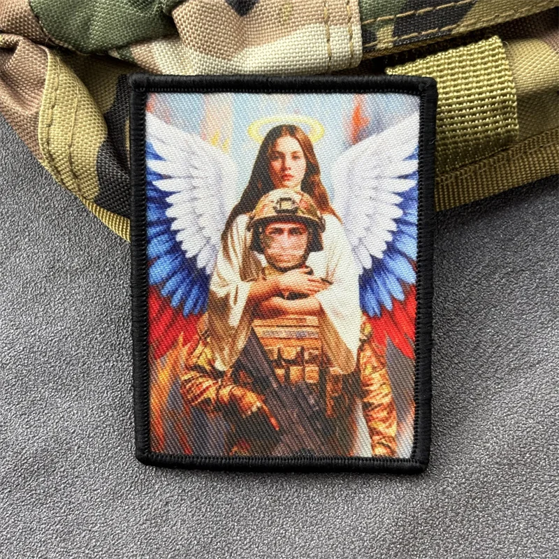 Parche Chevron Angels Protect The Soldiers para ropa, insignia de moral táctica, brazalete estampado, gancho, parche militar, mochila - imagen 5