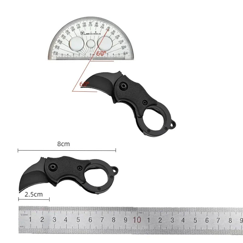 Mini cuchillo de bolsillo acero inoxidable hoja fija EDC con cadena - imagen 4